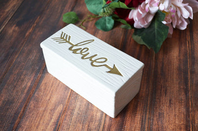 Love Box - Painted in Gold - Ceramic Wood Grain Keepsake Box - READY TO SHIP