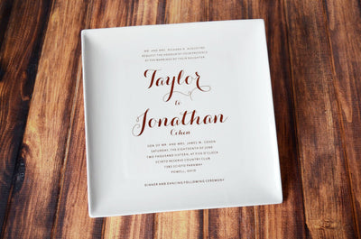 Personalized Wedding Invitation Plate - Large Plate - 10 x 10 - Wedding Gift