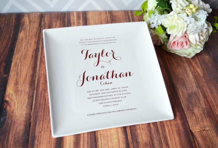 Personalized Wedding Invitation Plate - Large Plate - 10 x 10 - Wedding Gift