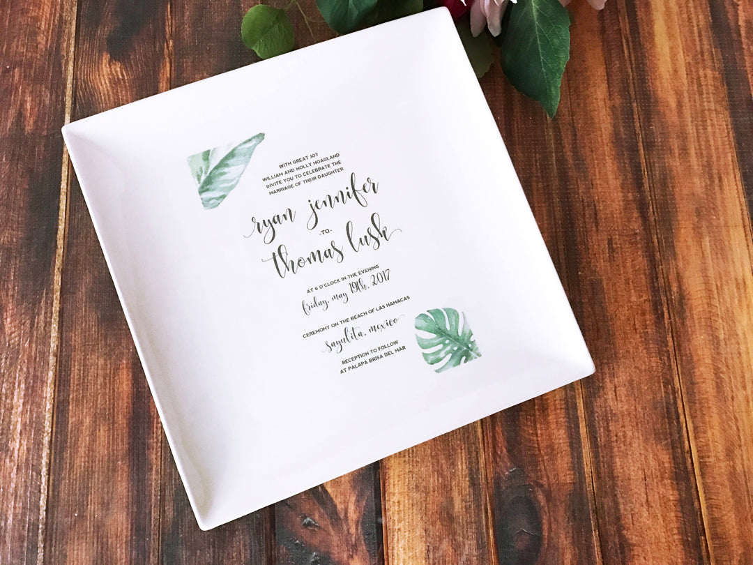 Personalized Wedding Invitation Large Plate in Color - 10 x 10 - Wedding Gift