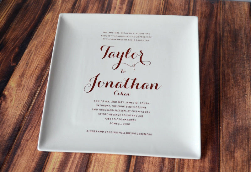Personalized Wedding Invitation Plate - Large Plate - 10 x 10 - Wedding Gift