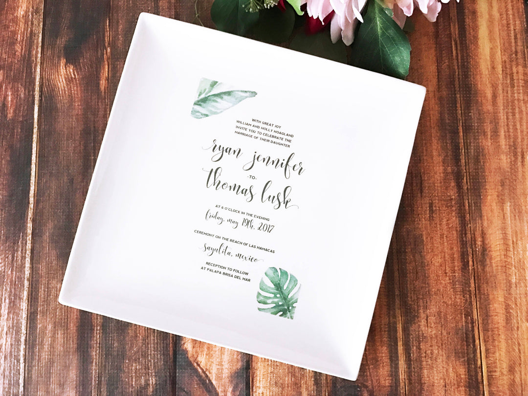 Personalized Wedding Invitation Plate - Large Plate - 10 x 10 - Wedding Gift