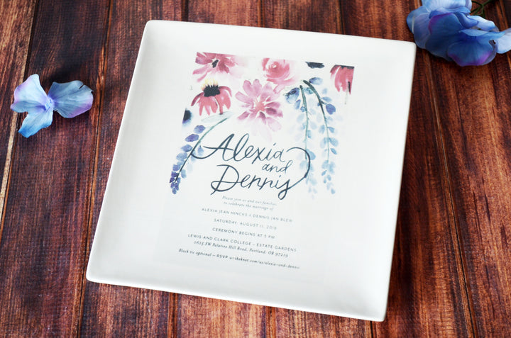 Personalized Plate with Wedding Invitation in Color - Wedding Gift, Wedding Present