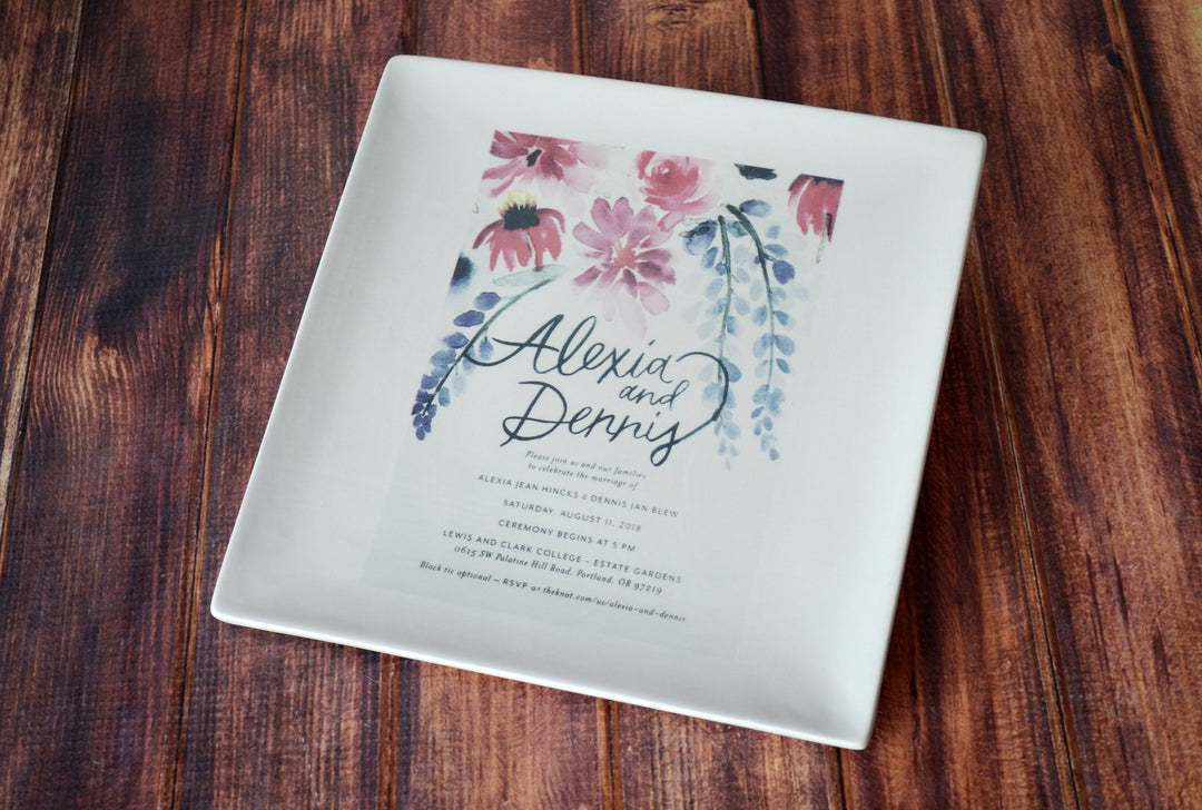 Personalized Plate with Wedding Invitation in Color - Wedding Gift, Wedding Present