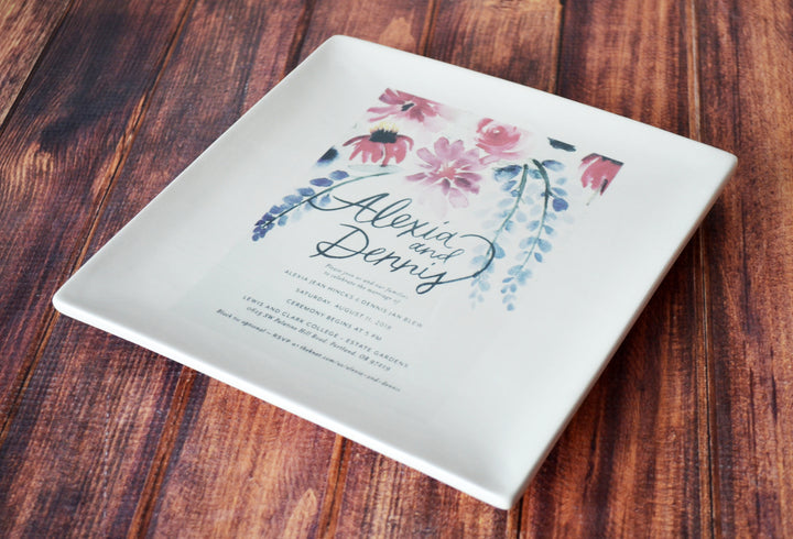 Personalized Plate with Wedding Invitation in Color - Wedding Gift, Wedding Present